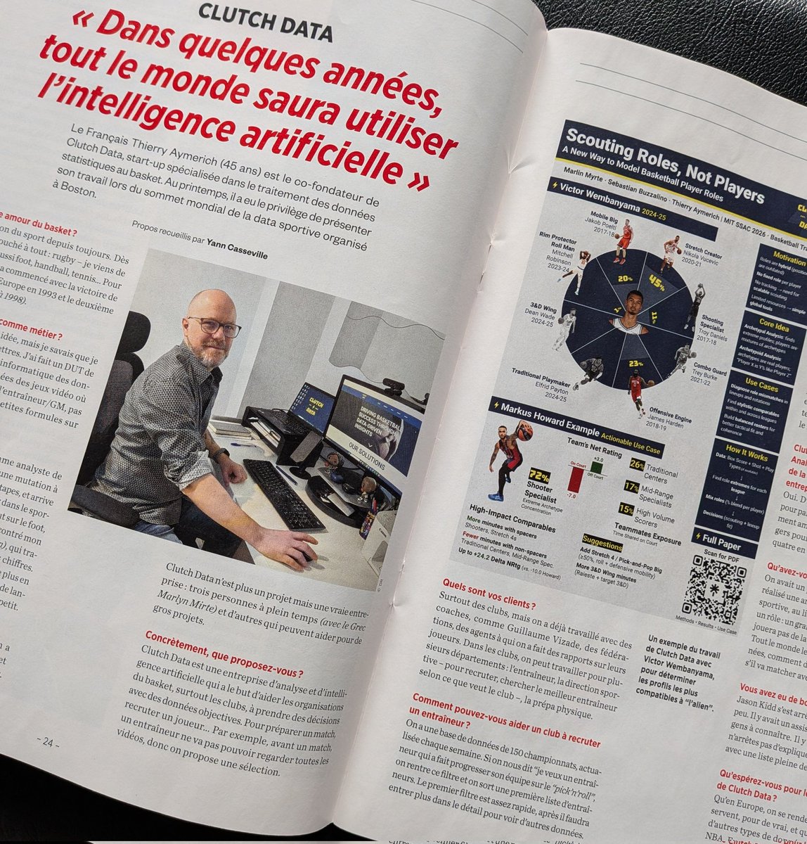 clutchdata_'s tweet photo. Our co-founder @titouyous66 sat down with @MaxiBasket82 - 🇫🇷 France's iconic basketball magazine - to talk about Clutch Data, the future of analytics in European basketball, and the paper we presented at the MIT Sloan Sports Analytics Conference in Boston.

European basketball and Data. The work is getting noticed 📊🏀

#Everydatamatters