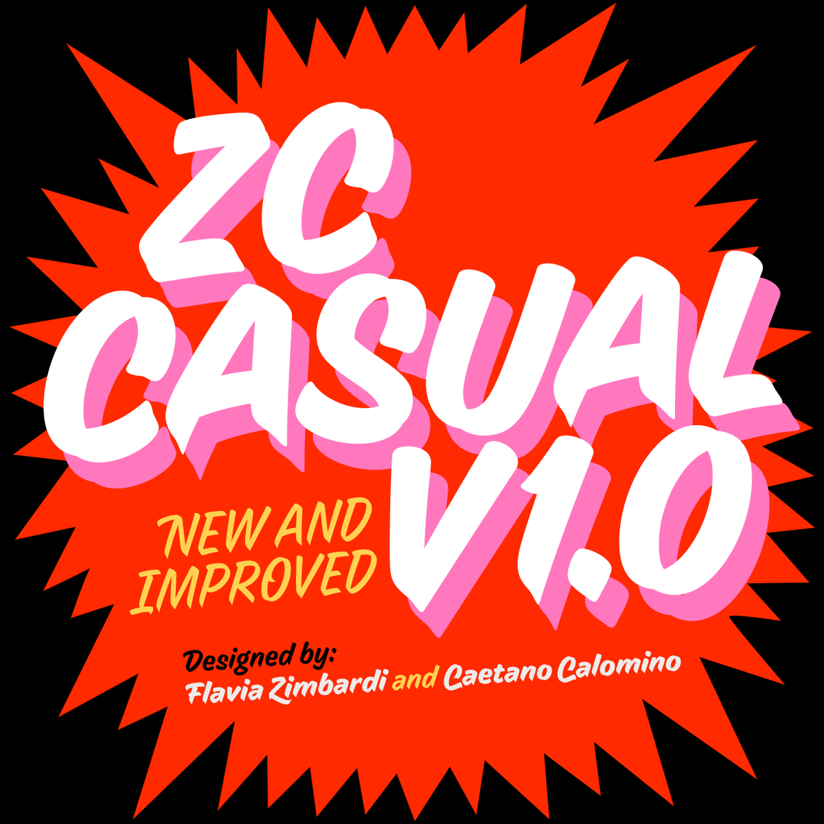 flaviazim's tweet photo. after almost a decade, ZC Casual has turned countless interactions of ink on paper into a fully functional 5-weight family. originally published in 2018, this was my retail debut and first collaboration in the type world. I can barely believe v1.0 is out! https://t.co/KVZWQDG6kt https://t.co/jg5wtAj4Cm