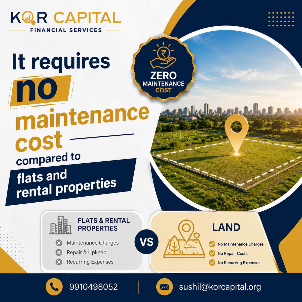 KorCapital's tweet photo. It requires no maintenance cost compared to flats and rental properties
9910498052 | sushil@korcapital.org
📍Land In: Jewar Noida And Mathura, Vrindavan
.
.
.
#KorCapital #LandInvestment #WealthGrowth #SecureInvestments #HighGrowthPotential #MoneyProtection https://t.co/pFvUIx6ISb
