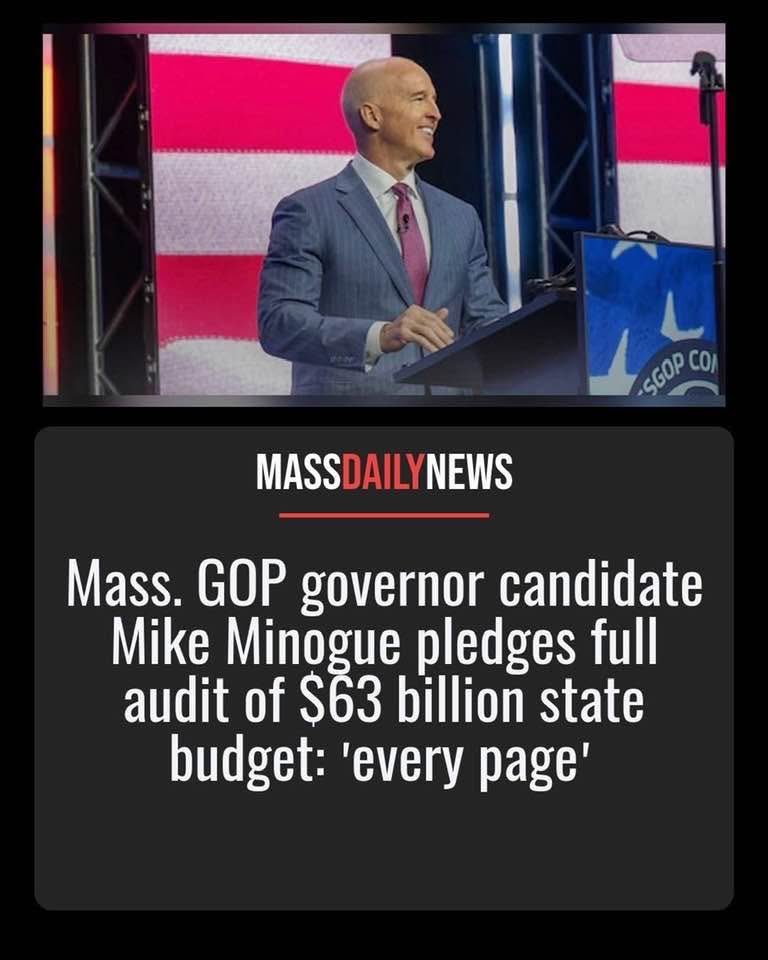 JimLyonsMA's tweet photo. Let’s do it! Audit the budget… A new kind of Governor, Mike Minogue. https://t.co/hk3VhKmO9w