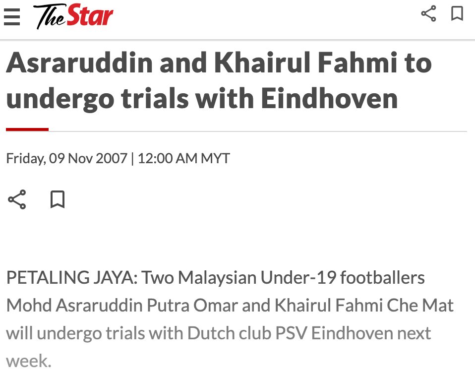 HarimauAbroad's tweet photo. 🇳🇱 Happy retirement to Khairul Fahmi Che Mat. The goalkeeping legend, along with Asraruddin Putra Omar, once went to PSV Eindhoven for a football trial in 2007. https://t.co/fkPIR4naG3