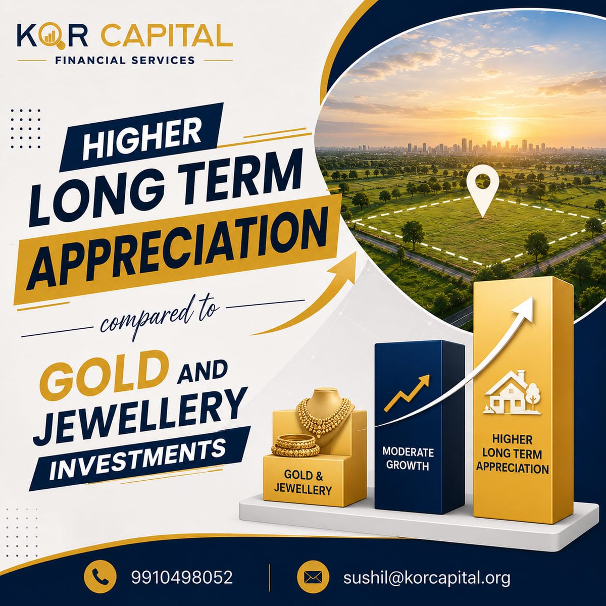 KorCapital's tweet photo. Higher long term appreciation compared to gold and jewellery investments
9910498052 | sushil@korcapital.org
📍Land In: Jewar Noida And Mathura, Vrindavan
.
.
.
#KorCapital #LandInvestment #WealthGrowth #SecureInvestments #HighGrowthPotential #MoneyProtection https://t.co/scBGOP3XE3