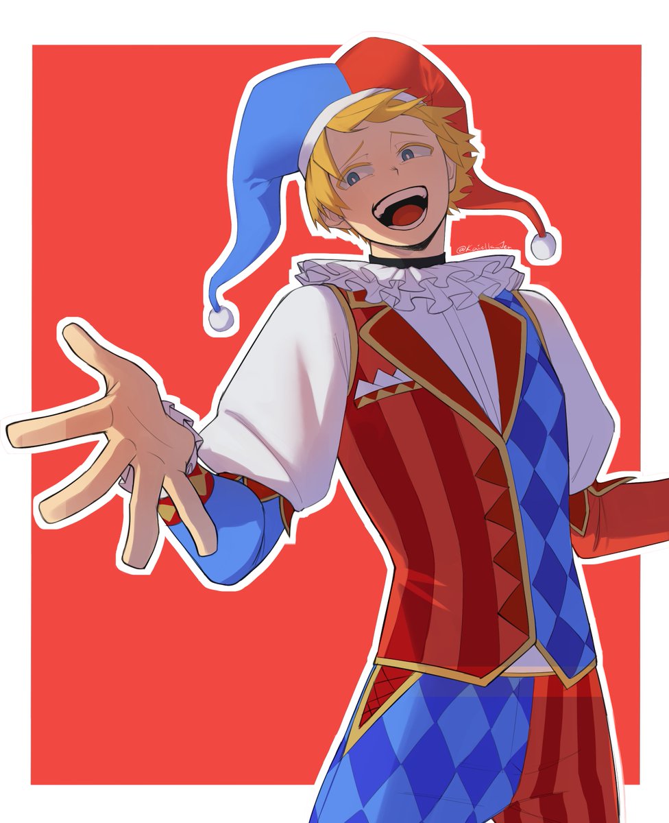 Kaiella_Jen's tweet photo. clown (heat) is the best looking clown costume for monoma 

( Bday art 3/4) https://t.co/4fAvSfUkZi
