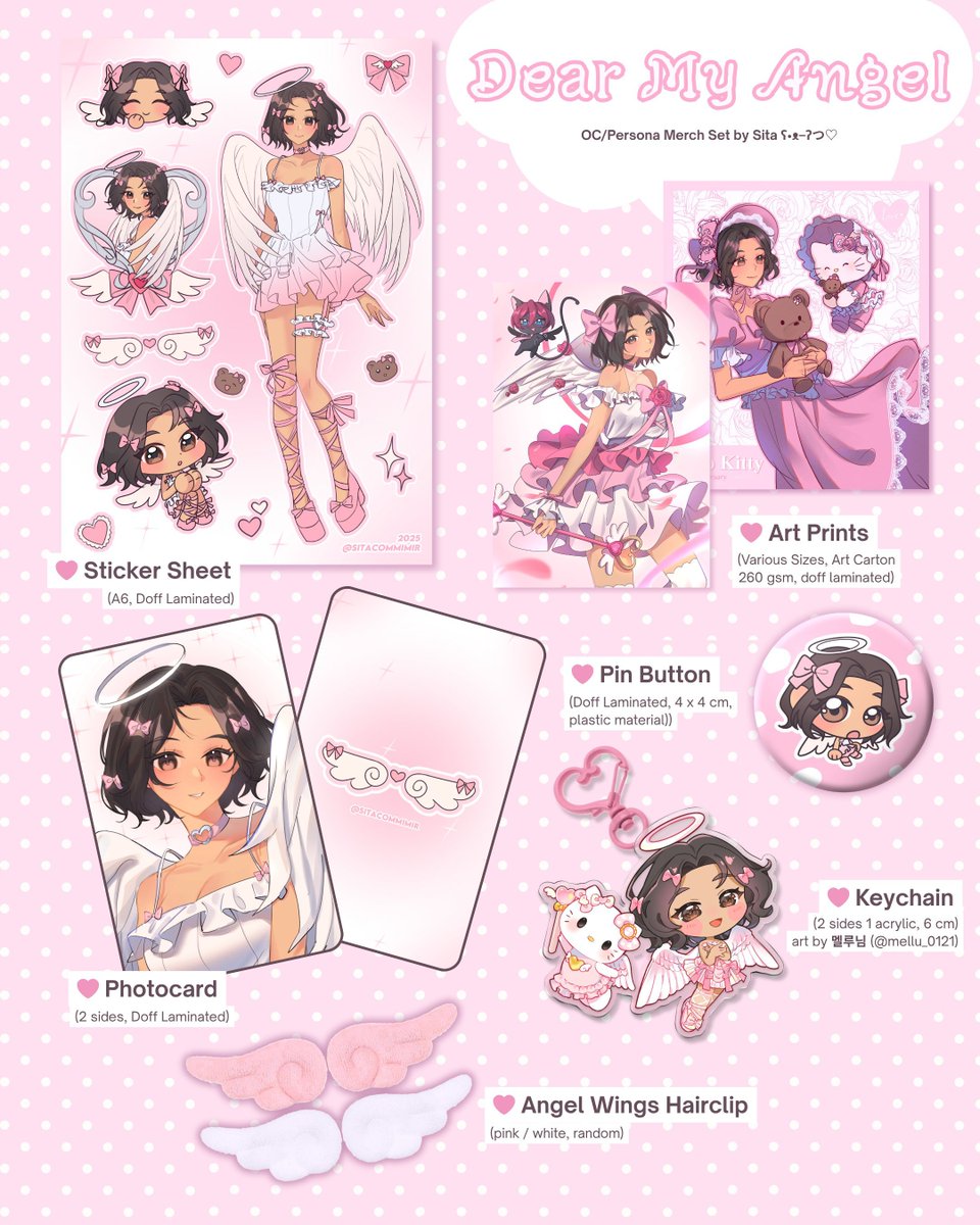 sitassi_'s tweet photo. menjelang comifuro, aku keinget cf akhir tahun lalu tuh sempet ngide personal project, bikin ala2 merch set personaku kyk gini karena blm dpt kesempatan buat jualan oc stuff (⁠ ⁠；⁠∀⁠；⁠) 

hasilnya aku bagi2in ke temen2 terdekatku 🥺🩷 https://t.co/dF6IKreVPk