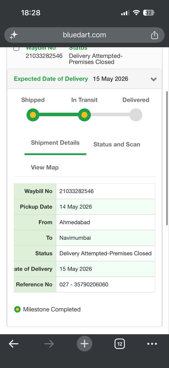 GaurGm's tweet photo. @BlueDart_ @BlueDartCares Pathetic support from the team.

No service person to answer the call.
Delivery person did not attempted to deliver but updated false updates.

#patheticservice https://t.co/Dq7fwCcYns