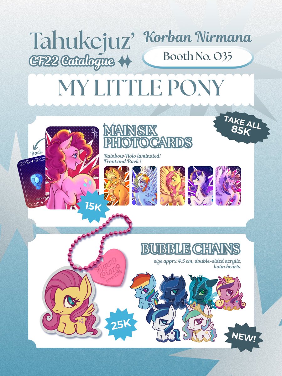 tahukejuz's tweet photo. [💙 and 🔄 are appreciated!]
TAHUKEJUZ’S OTS #cf22 CATALOG AND ART TRADE!

📆CF22 both days (16-17 May)
📍ICE BSD O35 (korban nirmana)
❄️ fandom: DC/Batfamily and MLP/My Little Pony

#cf22catalogue #comifuro22 #comifuro22catalogue https://t.co/a96WqySd3z