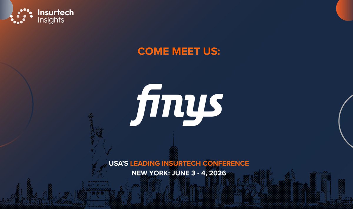 Finys_Software's tweet photo. Finys is heading to Insurtech Insights USA in NYC June 3–4. 🗽

Come meet our team at Booth 642 and catch our President &amp; CEO, Kurt, speaking on:
🎤 “Mind the Gap: The Carrier–Insurtech Execution Gap”

See you in New York. 👋

#InsurtechInsights #Insurtech #InsuranceTech #Finys https://t.co/4TzII7NqcX