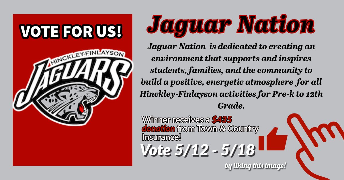 TCINS's tweet photo. 4 more days to vote by liking on our Facebook or on our Website! The winner with the most likes, and votes will receive a $435 donation. The three finalists are Hinckley-Finlayson High School Booster Club, Sandstone American Legion, Jaguar Nation, Vote &amp; Share, ends 5/18! https://t.co/pFBEIyQ5sd