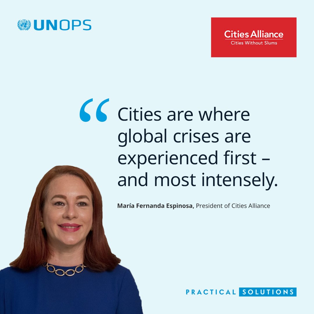 UNOPS's tweet photo. Around 45% of humanity lives in cities today, a figure set to rise to two-thirds by 2050. 

Read how our partnership with @CitiesAlliance enables its critical work – that’s helping address urban poverty, advance equality & support vulnerable urban communities. 

Our latest Q&A with @mfespinosaEC 👇

https://t.co/mNZJP8DxJL