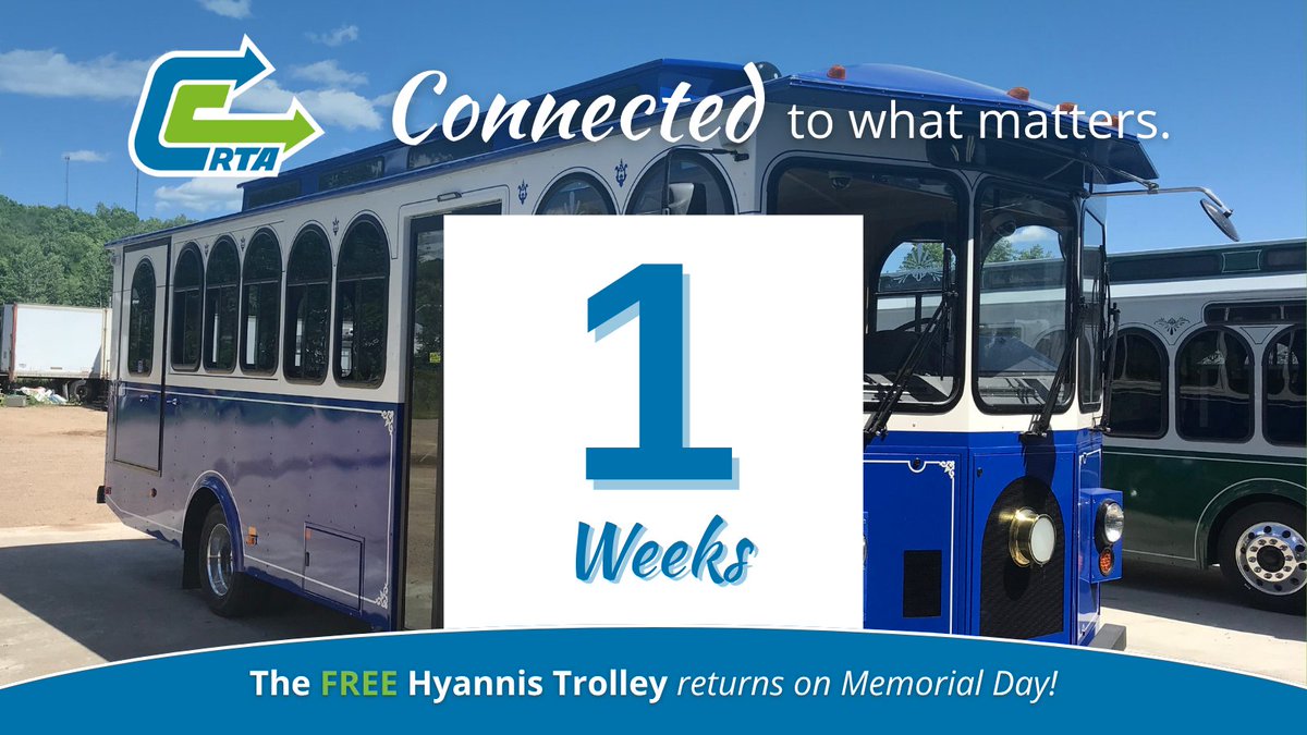 CapeCodRTA's tweet photo. 1 week until the FREE Hyannis Trolley returns! ☀️

Skip the traffic and stay connected to the best of the village. From the waterfront to Main St, it's the most stress-free way to shop, dine, and explore. 🚃

Schedule: https://t.co/0QBWolEh5i

#Hyannis #CapeCod https://t.co/1pIHaCkTkX