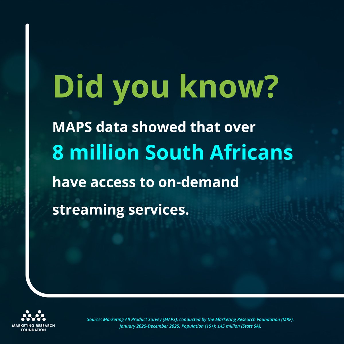 Plus94_Research's tweet photo. Streaming is reshaping South Africa’s media landscape. MAPS tracks which on-demand platforms consumers use, who’s subscribing, and where attention is shifting. 

If these STATS impact your business, subscribe: https://t.co/TZXbUw3dag 

#MAPSData #MediaPlanning #Plus94 https://t.co/jTuwAHjG33