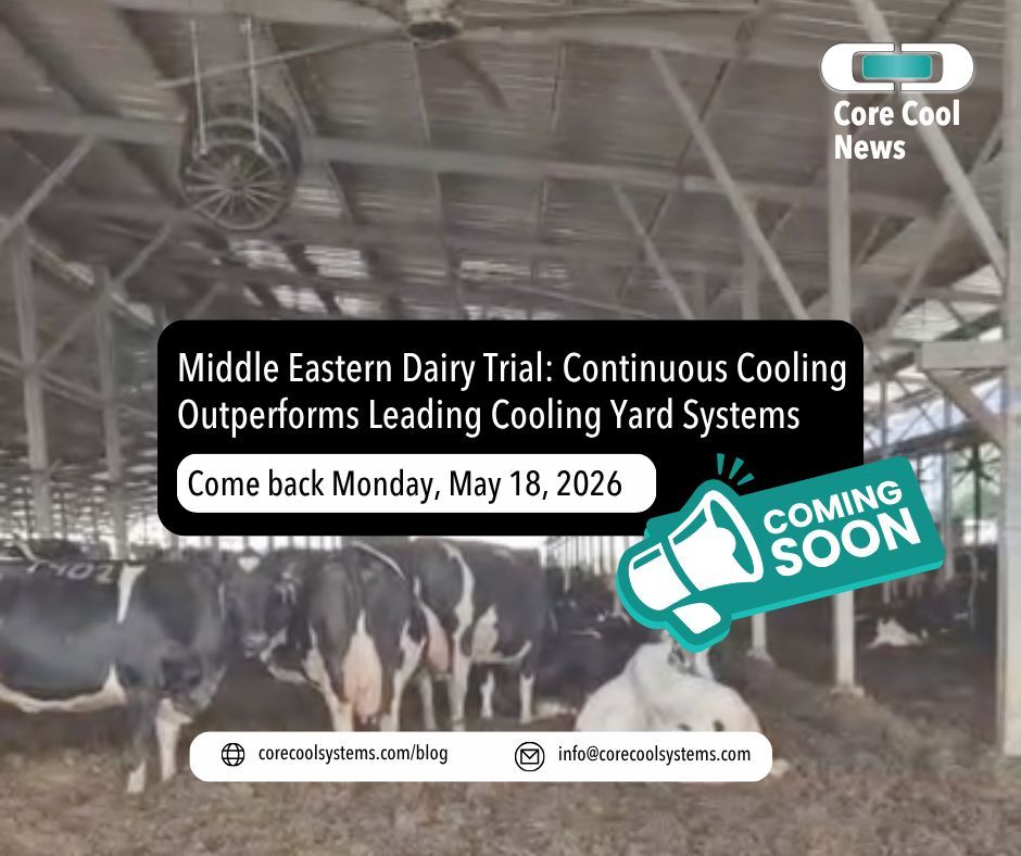CoreCoolSystems's tweet photo. Many farms already have cooling systems. But severe heat stress still impacts cow comfort, recovery, and production.
So the real question is:
Is moving air enough?
Is intermittent soaking enough?
Trial results Monday.
Core Cool Systems. It’s about cooling the cow. Not the barn. https://t.co/80nUQmPO9l