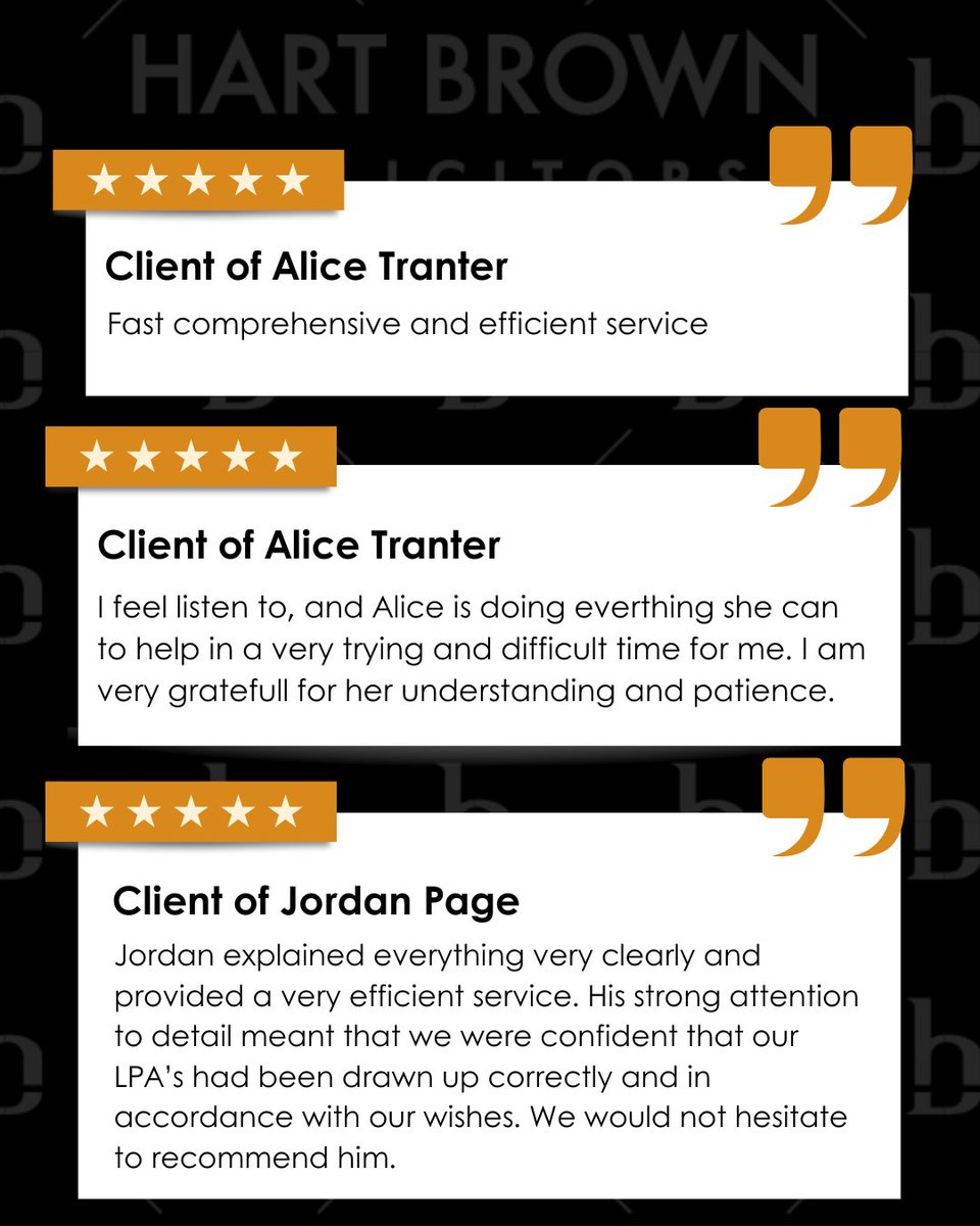 hartbrown's tweet photo. 💬When we say we are committed to exceptional client care, we mean it. A few weeks ago, we rolled out a new interim feedback survey. We now ask our clients at an early stage how they feel we are doing. Here's what three clients had to say.👏

#ClientFeedback #HappyClients https://t.co/CSb1qRHfCI