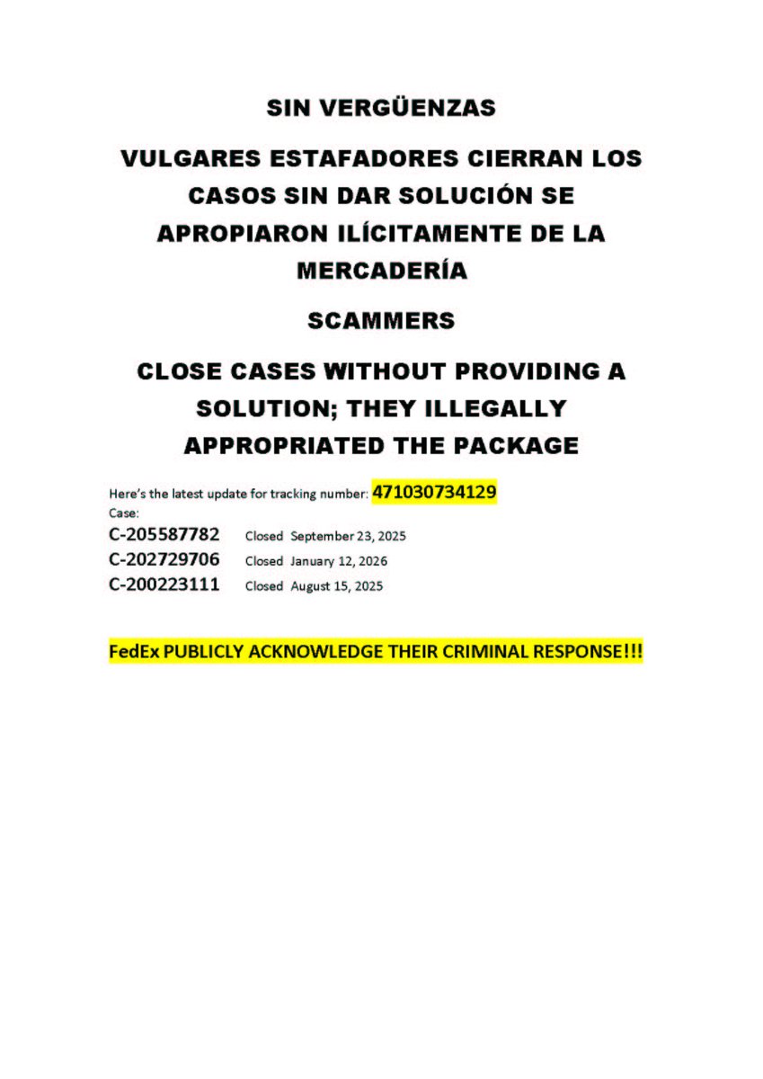 duvikar's tweet photo. @FedEx :( "GOOD WILL" Daniel Boubet Cadenas VULGAR SCAMMERS UNDENIABLE AWB471030734129 @FedExHelp @NFL WASHING UP IMAGE @fedexteayuda INÚTILES ESTAFADORES Matias Reguera  @Min_Hacienda @SubseHacienda WE HAVE THE REPORT FROM CHILEAN CUSTOMS @AduanaCL @meconomia May 15, 2026 https://t.co/eE6uvooZ2N
