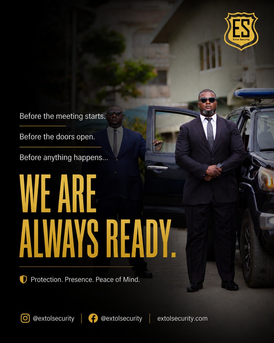 extolsecurity's tweet photo. Prepared before the moment arrives. Because real security is confidence, presence, and protection you can rely on. 🛡️

#security #securitycamerasystem #secure #securityservices #nigeriasecurityservices https://t.co/pDE5sJd3DC