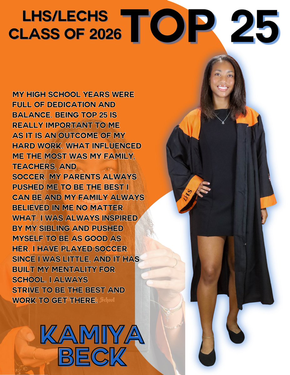 WEBO_Tigers's tweet photo. We are celebrating Lancaster ISD's Top 25 of the 2026 Graduation Class.  Today we celebrate Kamiya Beck. Lancaster ISD Graduation Ceremonies are June 2nd. #ExcellenceSeized #Top25 #LearnLeadRoar #WEBO https://t.co/fT3xvSBapQ