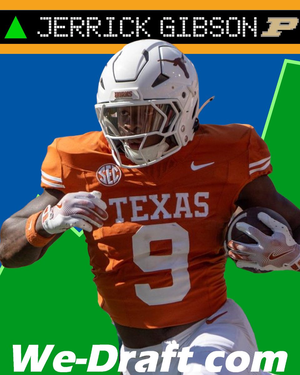 WeDraftSite's tweet photo. Jerrick Gibson, Soph(RS), Purdue
Gibson left Texas to enter the portal and save a year of eligibility after carrying the ball once in the Red River Rivalry. Gibson showed traces of talent in his carries last season and brings a healthy mix of size and speed to Purdue. A change of scenery might allow Gibson to vindicate his high school ranking and he has three seasons of eligibility remaining to do so.