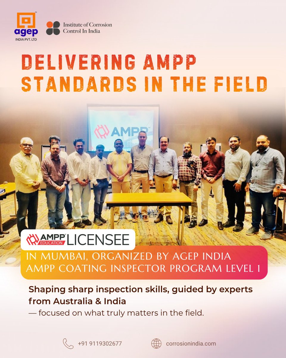 AGEPIndia's tweet photo. Across locations. Across programs. Across borders. 🌍

From CP Level 2 in Chennai, led by experts from India & South Africa,
to CIP Level 1 in Mumbai, guided by instructors from Australia & India,
to international faculty presence in Nigeria, with experts from India & Canada — the focus remains the same: building skilled professionals through globally aligned training.

Different cities. Different expertise.
One standard — AMPP in action. ⚙️

This is how knowledge travels, evolves, and creates real-world impact.

📞 +91 9119302677
🌐 https://t.co/u4aJFCLO4f
@AmppOrg @trifaleyheramb 
#AGEPIndia #AMPP #GlobalTraining #CPLevel2 #CIPLevel1 #CIPLevel2 #CorrosionControl #InspectionTraining #EngineeringCareers #IndustrialTraining #GlobalStandards #FieldReady #AMPPIndia