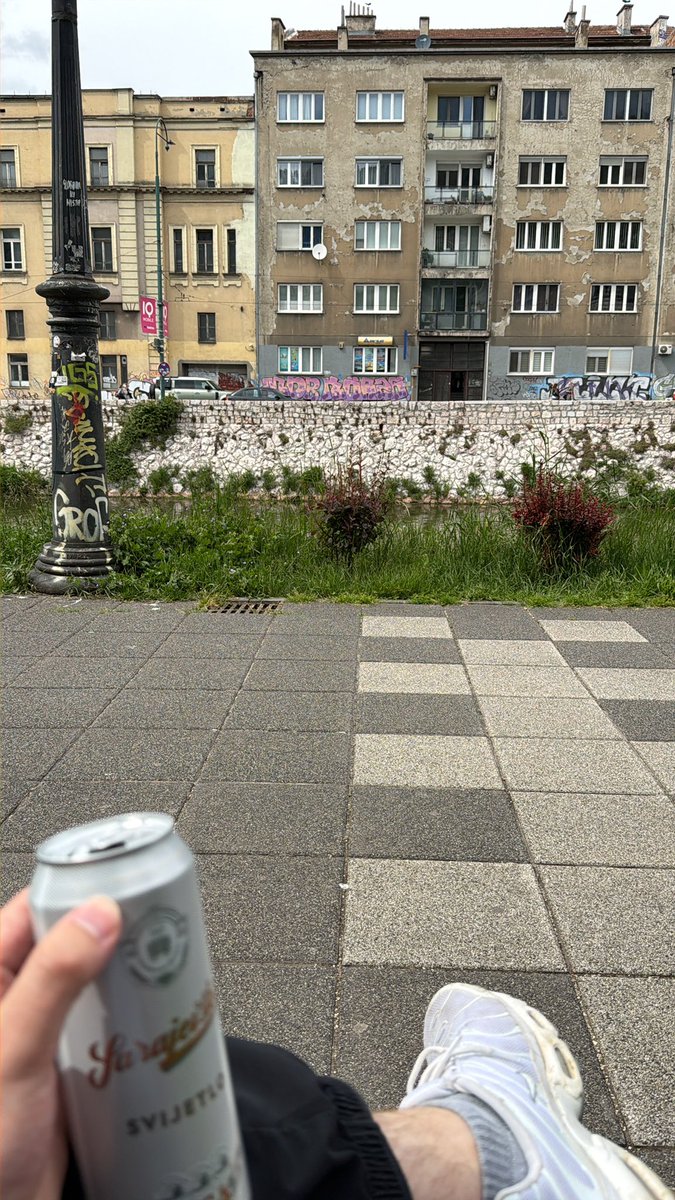 Peter674167's tweet photo. Drinking alone on a park bench in Sarajevo, anyone wanna link with a spry young 80 year old retired professor? #sarajevo #bosnia #solotravel https://t.co/F5fosd0x9e
