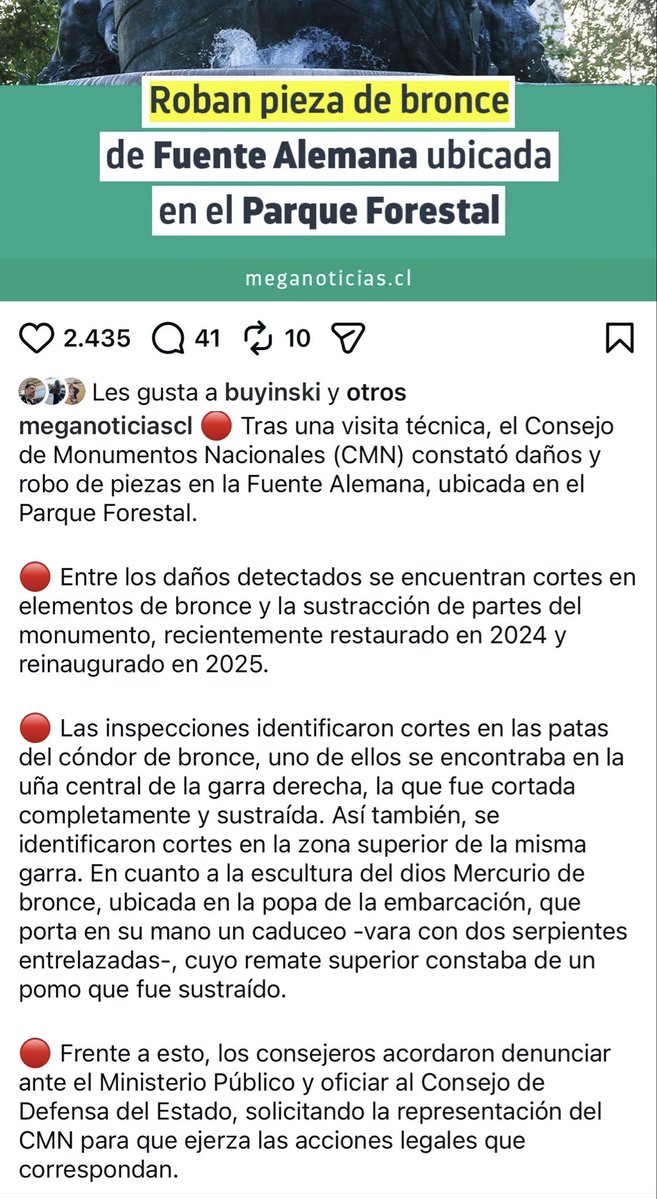 desbordes's tweet photo. Espero que el nuevo subsecretario de los patrimonios, y el actual Consejo de Monumentos Nacionales tenga una actitud proactiva. Pedimos autorización para instalar una reja amplia y de estándar alto en términos estéticos, y la anterior subsecretaria junto al consejo, se negaron y hoy tenemos vandalizado ese monumento y el de los héroes de Iquique un poco más al poniente. Lamentablemente el CMN era un obstáculo en la protección, más que una ayuda.