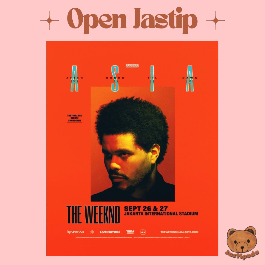 NanadearA's tweet photo. ✨OPEN JASTIP THE WEEKND AFTER HOURS TIL DAWN STADIUM TOUR IN JAKARTA✨

🩶 Fee : IDR 300-400K / tix 
🩶 Bookslot : IDR 50K
🩶 Menggunakan data customer
🩶 Diurus sampai E-tiket

DM / click link in bio for more details and order!🖤

#theweeknd #theweekndinjakarta #jastiptiket https://t.co/4OJ1BjS9US