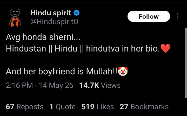 Faizdical's tweet photo. why are kattar hindu girls obsessed with mullas https://t.co/U22byoL8PA