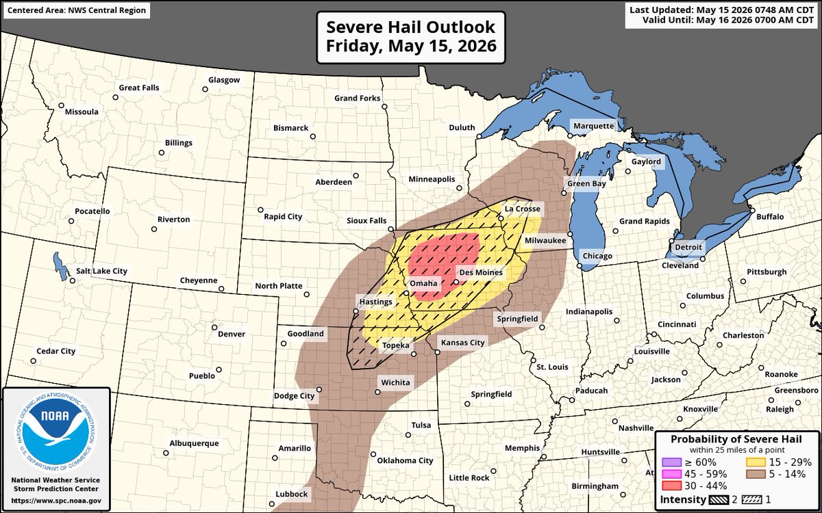 There is an Enhanced Risk of severe storms across much of Iowa today ...