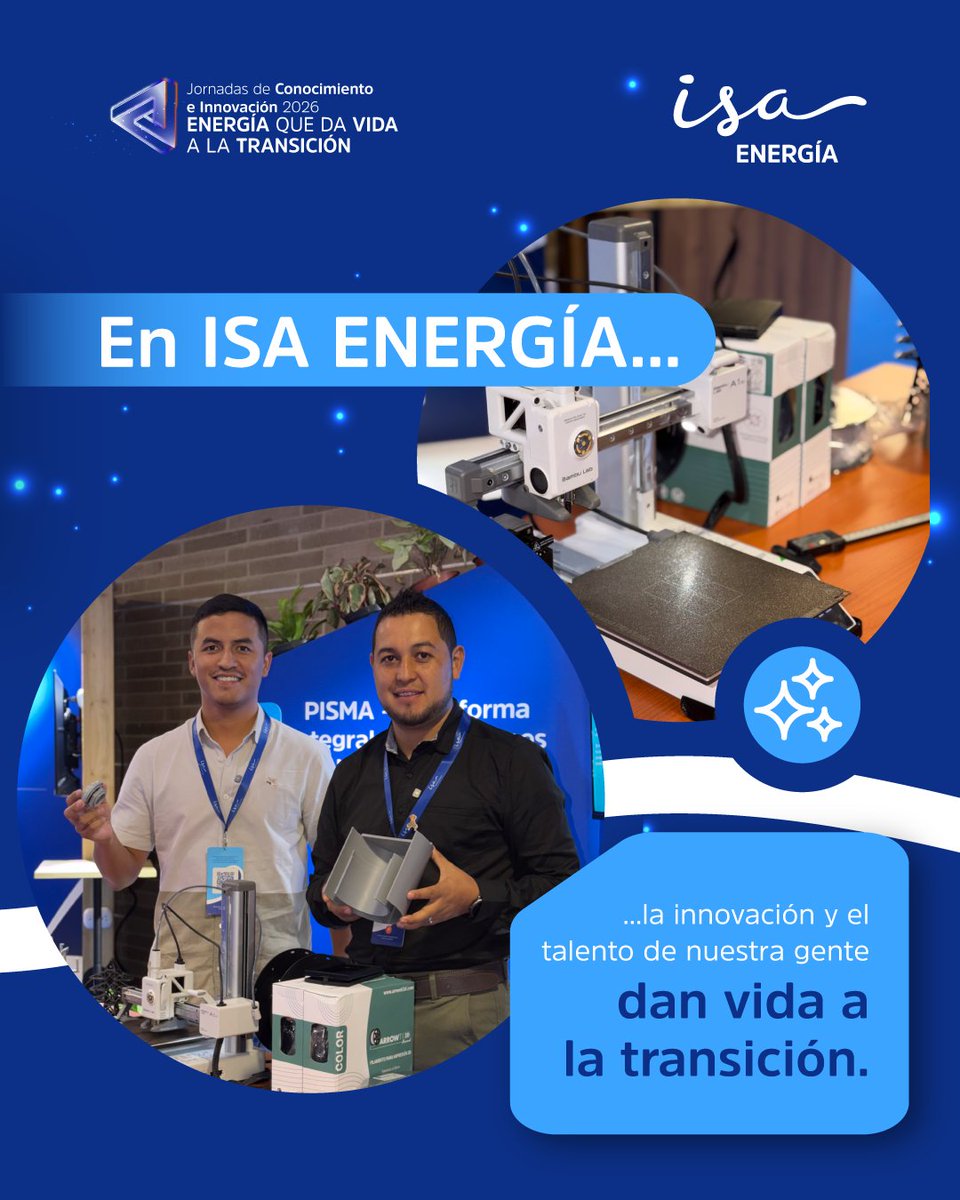 isaenergiaco's tweet photo. Así vivimos las Jornadas de Conocimiento e Innovación 2026 de ISA y sus empresas. 
Una semana en la que compartimos ideas, conocimos nuevas tecnologías y destacamos soluciones que reflejan el talento, la innovación y el compromiso de cara a la estrategia #ISA2040
#ISAENERGÍA https://t.co/k1lhREQHEz