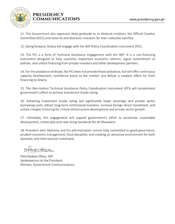 ApakanSec's tweet photo. Ghana officially exits its IMF ECF bailout programme and transitions to a non-financing Policy Coordination Instrument (PCI). https://t.co/Ps8k7DOoqB