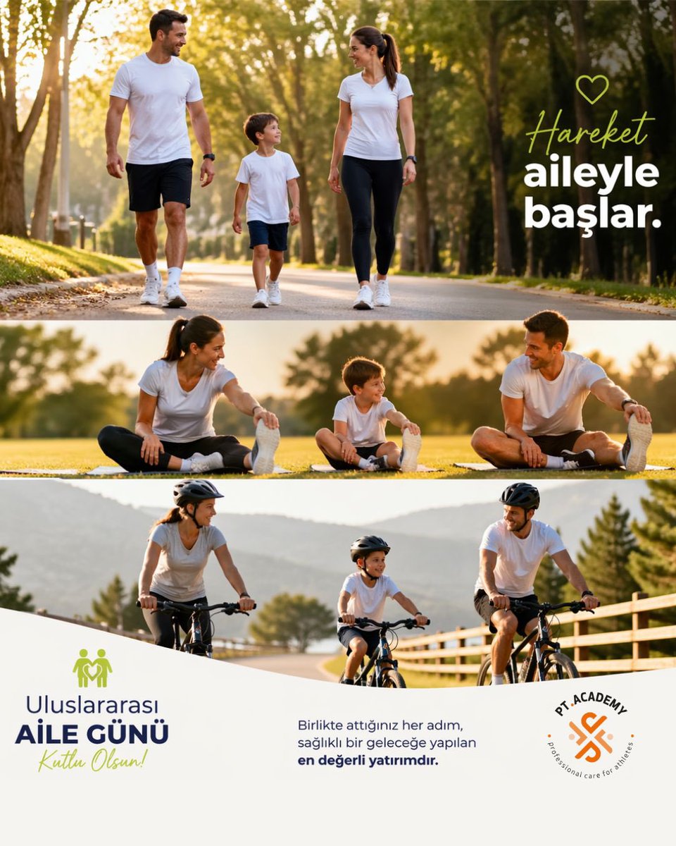 ptakademi's tweet photo. Aynı tempoda yürümek, birlikte hareket etmek, birbirine iyi gelmek… 💚
Sağlıklı alışkanlıklar çoğu zaman aile içinde başlar.

Birlikte geçirilen aktif anlar; hem beden hem de zihin için güçlü bir yatırım demek. 🚶‍♀️🚴‍♂️☀️

Uluslararası Aile Günü kutlu olsun!

#PTAcademy https://t.co/4z1693o0tV