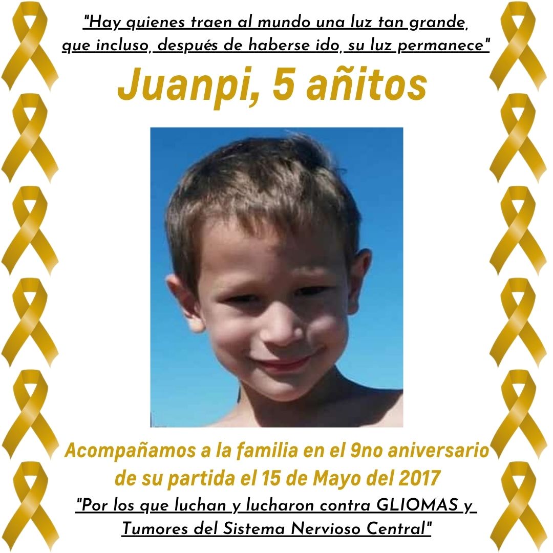 GliomaD's tweet photo. "Hay quienes traen al mundo una luz tan grande, que incluso, después de haberse ido, su luz permanece"

Acompañamos a la Familia de Juanpi en el 9º aniversario de su partida, el dia 15 de Mayo de 2017 a sus 5 añitos.

Por los que luchan y lucharon contra GLIOMAS y Tumores del Sistema Nervioso Central.

¿Nos ayudás a DIFUNDIR?
¡GRACIAS!
#cancerpediatrico #DIPG #glioma #cancerawareness #gliomapontinointrinsecodifuso #childhoodcancerawareness #CáncerInfantil #childhoodcancerwarriors
#NuncaMas "YA NO HAY NADA POR HACER"