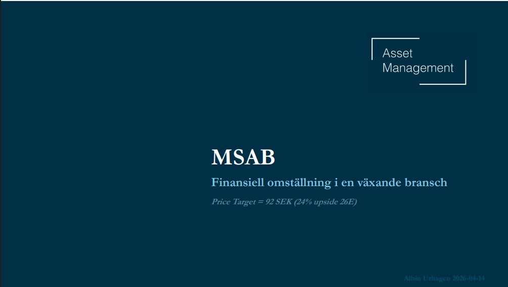 AMG_FEST's tweet photo. $MSAB pitch av Albin. (1/5) https://t.co/m5UsVcecrs