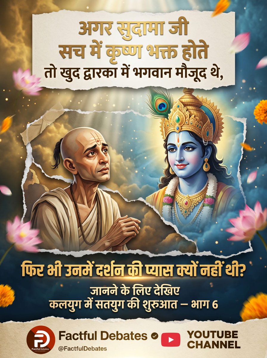 Satkabirkiraza's tweet photo. अगर सुदामा जी सच में कृष्ण भक्त होते

तो खुद द्वारका में भगवान मौजूद थे,

फिर भी उनमें दर्शन की प्यास क्यों नहीं थी?

जानने के लिए देखिए कलयुग में सतयुग की शुरुआत – भाग 6
#सुदामा_कृष्णजीके_भक्त_नहींथे

Factful Debates Yt Channel https://t.co/LT4HgwxebP
