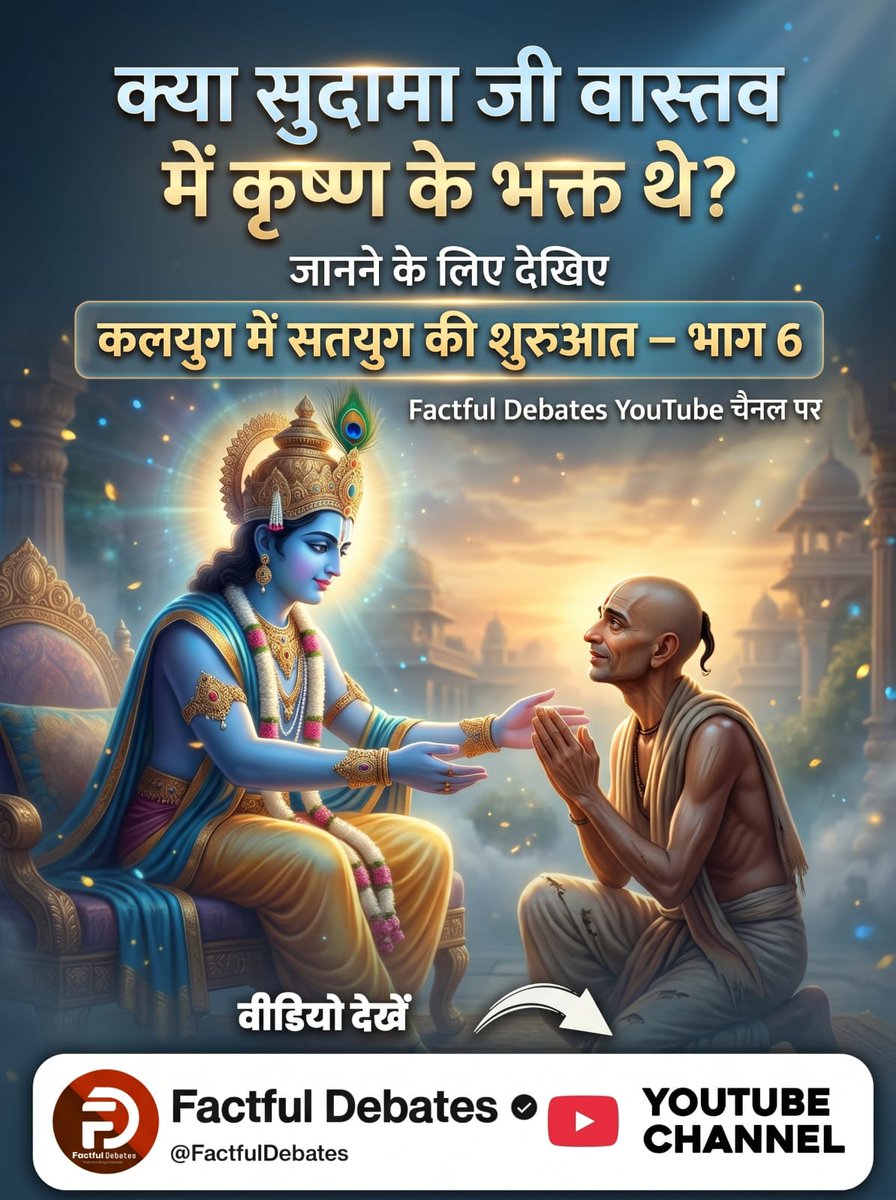 AdarshP071's tweet photo. #सुदामा_कृष्णजीके_भक्त_नहींथे
क्या सुदामा जी वास्तव में कृष्ण के भक्त थे? जानने के लिए देखिए कलयुग में सतयुग की शुरुआत – भाग 6

Factful Debates YouTube चैनल पर https://t.co/0i4Z7nmYCC