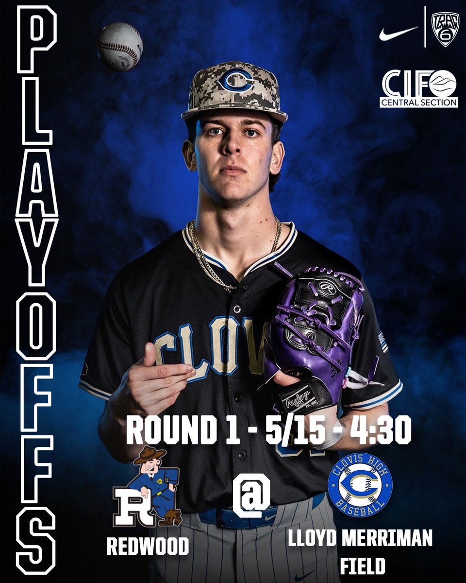 CloHighBaseball's tweet photo. #GameDay for Clovis High as we host the Rangers of Redwood in round 1 of the Division 1 playoffs. First pitch is set for 430 PM. Sr. Righty Logan Georges will start on the hill. Come out and support! https://t.co/vUsdo77Hcd