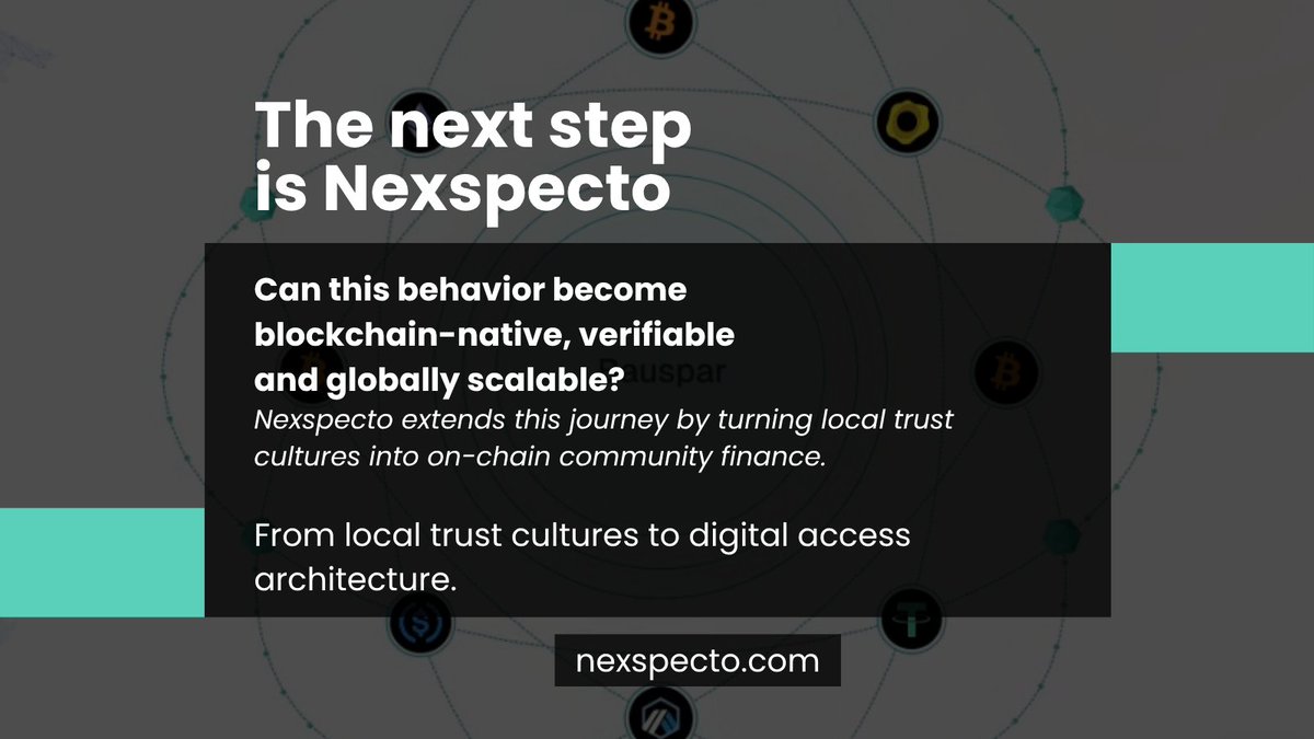 nexspecto's tweet photo. Nexspecto does not reject the old logic of community finance.

It upgrades its trust layer.

That journey now has a name:

On-Chain Community Finance.

#Nexspecto #ContriFi #OnChainCommunityFinance https://t.co/xq9MeboNqM