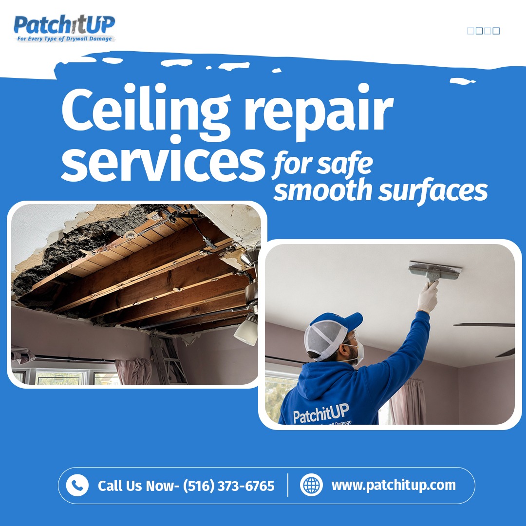 PatchitupTeam's tweet photo. Damaged ceilings can affect both safety and appearance. PatchitUP provides expert ceiling repair services in Nassau County for smooth, clean, and long-lasting results that homeowners can trust.

Visit: https://t.co/IWDDwW1sHp
#PatchitUP #NassauCounty https://t.co/s5oXtMgz66
