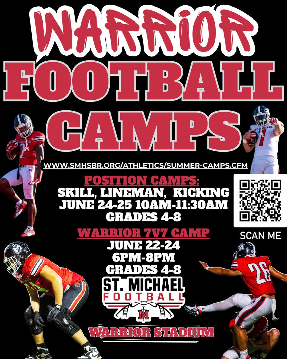 _SMHSFootball's tweet photo. Our camps are filling up FAST! Don’t wait , get your spot today and come train with THE WARRIORS! https://t.co/JZSvp47tT5