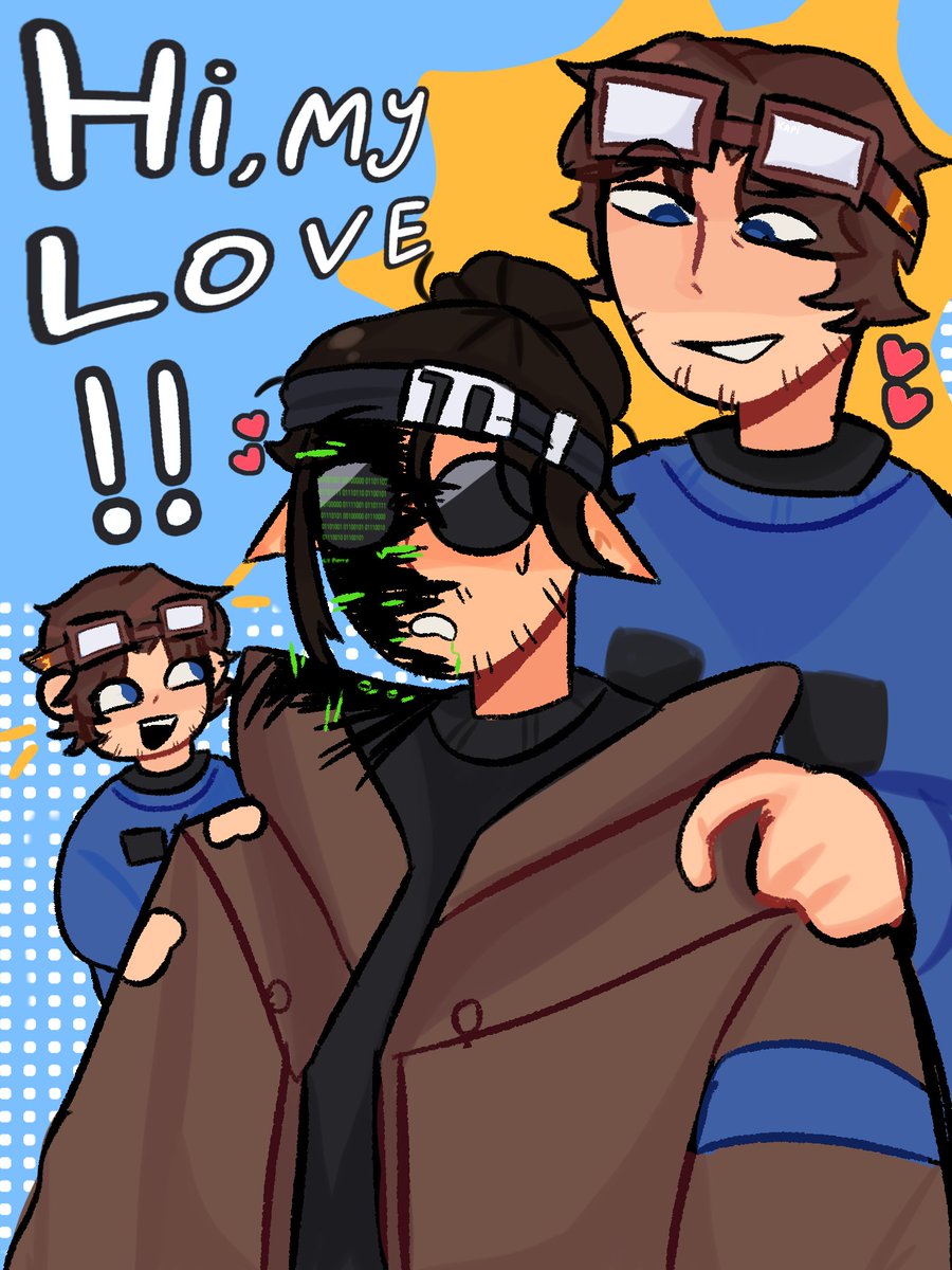 Kapiitiwe's tweet photo. Hi, my love! My lovely love!! 
#furryduo because why not (binary code in the comments) 
#qsmp #fanart #aypierre #maximus https://t.co/RxENijwtwh