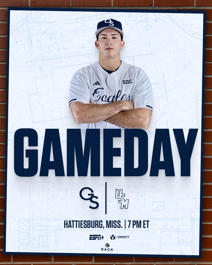 GSSportsNetwork's tweet photo. Eagles &amp; Golden Eagles in the 2nd of 3 in Hattiesburg 

@GSAthletics_BSB vs #8 Southern Miss - @CutwaterSpirits On Deck Circle 6:30 pm EST!

LISTEN 
📻 https://t.co/Qfl8zVP65W
📲 https://t.co/E5yD9kRuIR
💻 https://t.co/eAL2a0LOaY

#GATA @Learfield @LEARFIELDAudio
@TheSackCompany https://t.co/5gF6G4i1Mr
