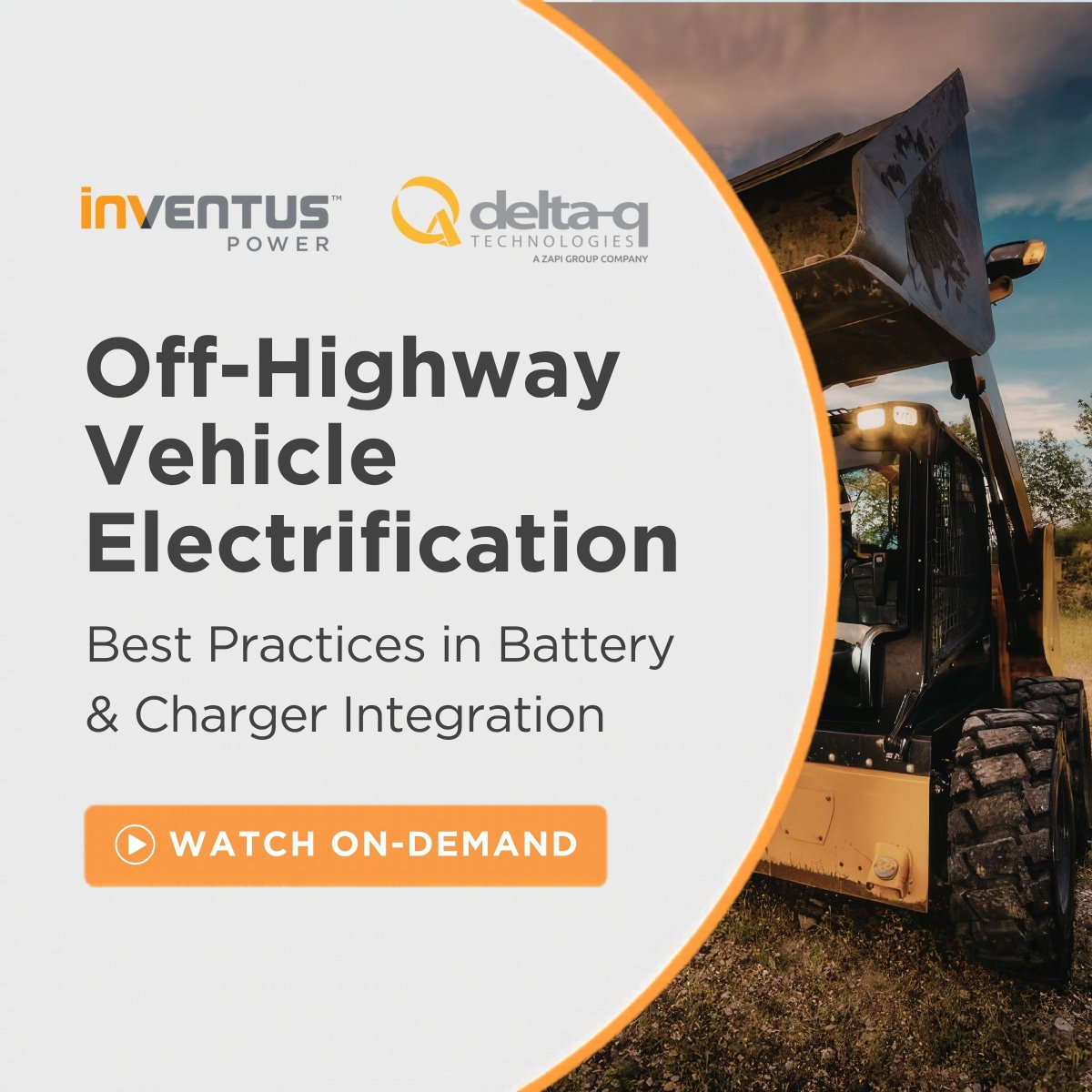 InventusPower's tweet photo. Electrification is reshaping off-highway equipment—but also adding complexity for OEMs. From battery system design to charging infrastructure, early decisions impact performance, safety, &amp; cost. 

Watch our on-demand session w/ @DeltaQTech to learn more ➡️https://t.co/2Ki6tQd4fz https://t.co/yescDfbEPU