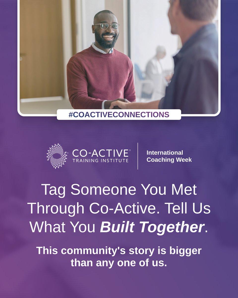 CoactiveLeaders's tweet photo. Co-Active has always been about what becomes possible when people connect around real growth.

Tag someone you met through Co-Active training. What have you gone on to co-create together?

#InternationalCoachingWeek #CoActiveCommunity #CTI #ICW2026  #CoactiveCoaching https://t.co/oJJ36djOvM