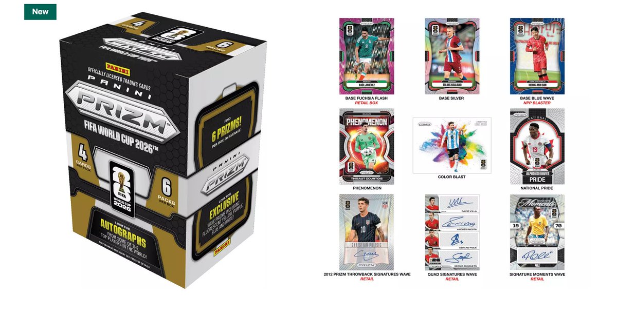 spieltimes's tweet photo. New! ⚽️ 2026 Panini PRIZM FIFA World Cup Blaster Box!
Preorder for $35! https://t.co/WrWD3L9uAt https://t.co/3ryeY7LCi9