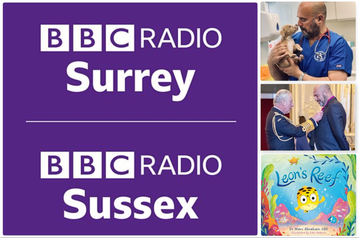marcthevet's tweet photo. Gonna be lunchtime guest on @BBCSussex/@BBCSurrey on Fri 22 May from midday. Chatting with Sarah Gorrell about being a vet, getting a medal from the King &amp; launch event of my new children’s picture book #LeonsReef on Sun 31 May! Listen here: https://t.co/7Letd0pbaF #AnimalWelfare https://t.co/ZLSr34OEWC