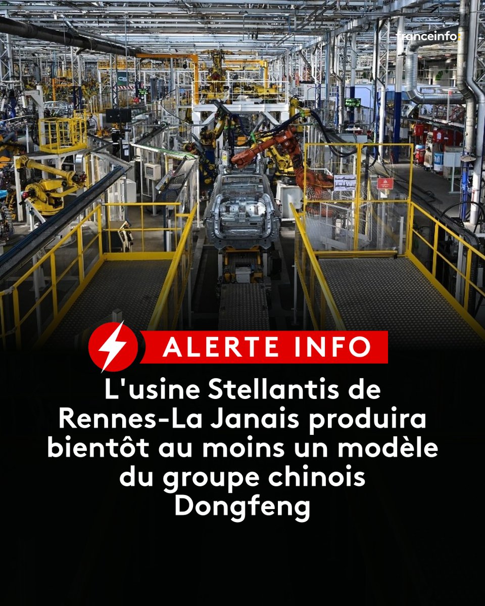franceinfo's tweet photo. INFO FRANCEINFO - Cet accord est conclu entre le constructeur automobile Stellantis, qui peine à faire tourner ses usines à plein en Europe, et le groupe chinois qui souhaite pouvoir exporter davantage vers l'Europe sans subir de droits de douane.
➡️ https://t.co/tHPyCQpu6c https://t.co/8ciaOjHbI1