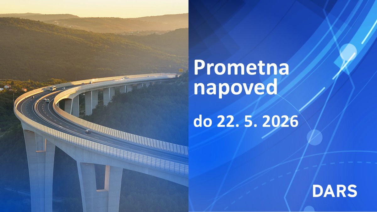 DARS_SI's tweet photo. [PROMETNA NAPOVED] 🚧 Od petka, 15. maja 2026, od 21.00 do ponedeljka, 18. maja 2026, do 4.30 bo na štajerski avtocesti A1 med Slovenskimi Konjicami in Dramljami zaradi vzpostavljanja nove prometne ureditve v sklopu nadaljevanja obsežne obnove promet potekal dvosmerno po polovici avtoceste – po enem prometnem pasu v vsako smer.

⚠️ Promet bo oviran že v petek od 19.00 dalje.
⚠️ Zaprt bo tudi izvoz z avtoceste na priključku Slovenske Konjice iz smeri Ljubljane proti Mariboru.

🚗 Zaradi zaključka prazničnega podaljšanega konca tedna v nekaterih evropskih državah je v nedeljo popoldne in zvečer, 17. maja 2026, pričakovati povečan promet iz smeri Hrvaške proti Avstriji, predvsem pred mejnima prehodoma Šentilj in Karavanke.

⚠️ Voznike opozarjamo tudi na prihajajoče zapore na priključku Sp. Brnik na gorenjski avtocesti A2:
od 20. maja 2026 do predvidoma začetka julija bodo zaprti uvoza na avtocesto proti Ljubljani in Kranju ter izvoz iz smeri Kranja. Odprt bo le izvoz iz smeri Ljubljane. Zapora je potrebna zaradi gradnje krožišča na glavni cesti Kranj–Spodnji Brnik.

Celotna prometna napoved: 👉 https://t.co/n6y7DMKPOx

🙏 Voznikom priporočamo pravočasno načrtovanje poti, spremljanje aktualnih prometnih informacij in strpno vožnjo.