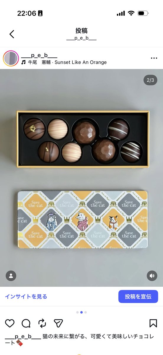 ___p_e_b___'s tweet photo. 猫の未来に繋がる、可愛くて美味しいチョコレート🍫

Save the cat トリュフ / 太陽🌞

保護猫カフェ事業を展開するネコリパブリックと、1935年創業の老舗ショコラティエ、サロンドロワイヤルのコラボレーション🎁

友人からプレゼントでいただきました🐾

サニーのこと覚えていてくれて、太陽をチョイスしてくれたのが嬉しかった🧡

#保護猫 #savethecat