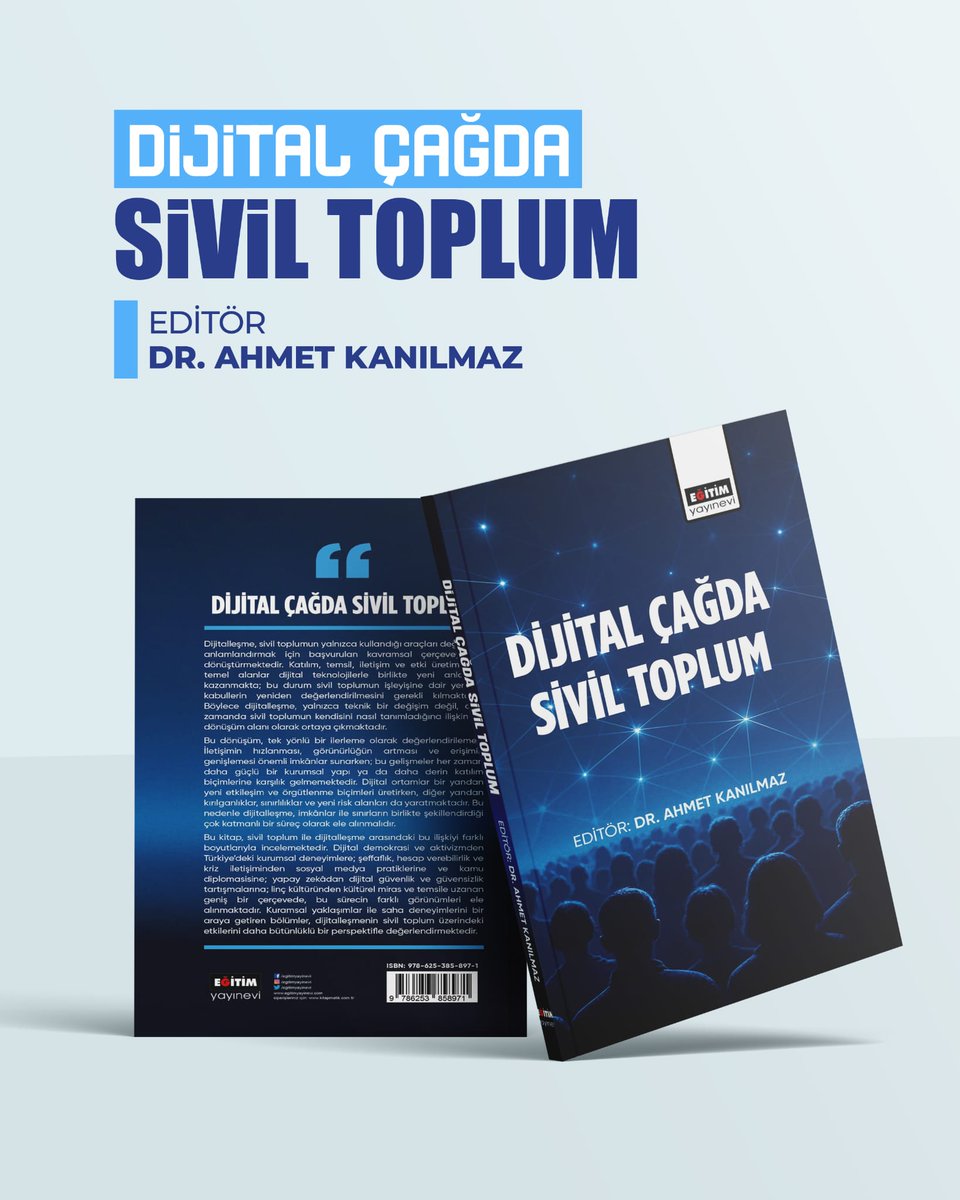 meric_klc's tweet photo. Değerli dostum Dr. Ahmet Kanılmaz'ın editörü olduğu, "Dijital Çağda Sivil Toplum" kitabı okuruyla buluştu. Kitapta benim yazdığım; "Türkiye’de Kültürel Miras İletişimi: Temsil, Anlatı ve Sivil Katılımın Sınırları" başlıklı bir bölüm de yer alıyor. Faydalı olmasını dileriz.