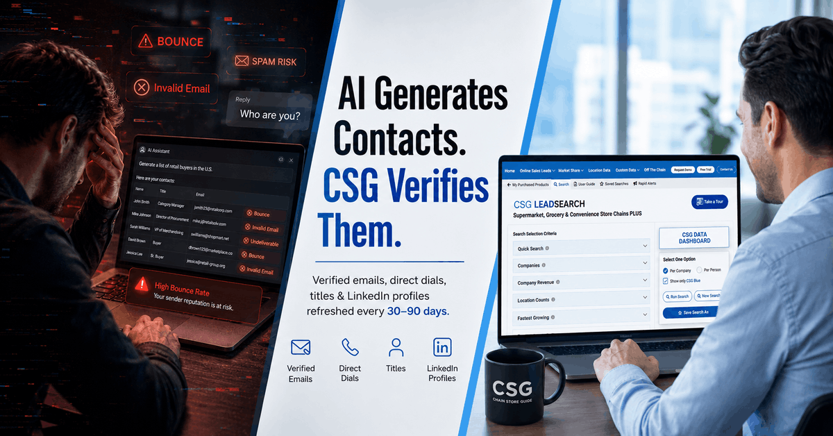 ChainStoreGuide's tweet photo. Most marketers using ChatGPT to build prospect lists don't know what they've actually got.

AI doesn't search databases. It generates text that looks like research. The contacts it returns are often partially or entirely fabricated.

Bad list. Bounces. Tanked sender score. Repeat.

New Outmarket: Stop Using AI to Generate Leads.
https://t.co/6YnjByBNrj