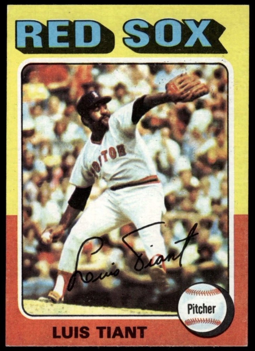 CardboardHistry's tweet photo. Baseball changes…perhaps no game is more emblematic of the ‘70s era than the 1974 15 inning #RedSox @ #Angels duel in which Nolan Ryan went 13, K’ing 19 & yielding 3 runs on 235 pitches. But #ElTiante never came out, giving up a walkoff 2B in bottom of 15th for brutal 4-3 loss. https://t.co/Q8WZfMcGHk